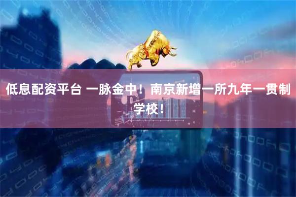 低息配资平台 一脉金中！南京新增一所九年一贯制学校！